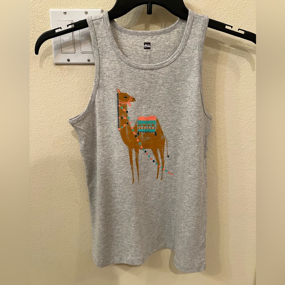 NWT Tea Collection Heather Grey Hump Day Camel Tank Top Girl's Size 12